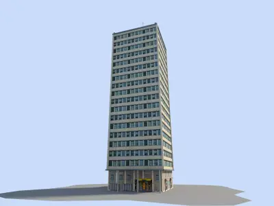 Skyscraper tall building on sky Low-poly 3D model