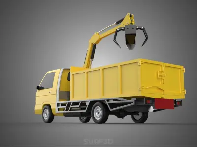 TRUCK HYDRAULIC CRANE GRAPPLE ARM SKIP BIN WASTE RECYCLE PICK UP 3D model