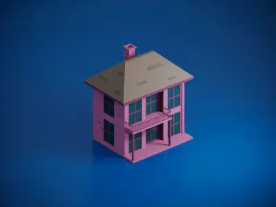 Cartoon Houses Low- Poly Low-poly 3D model