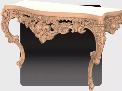 Carved console 2 leg table for CNC 03 3D model