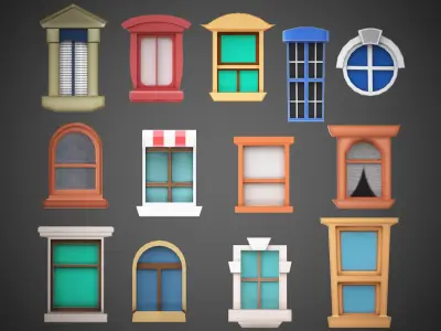 Free stylized windows Free low-poly 3D model