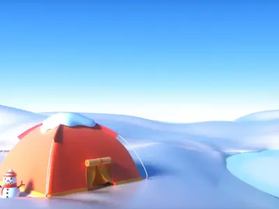 cartoon snow hut scene 3D model
