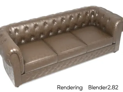Chesterfield leather sofa 3D model