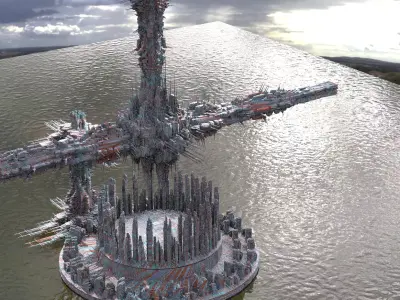 Dragon Space Station complex Kitbash 1 3D model