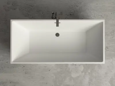 Freestanding square bathtub with floor-mounted tap 14 3D model