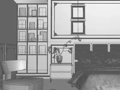 French Style Bedroom Low-poly 3D model