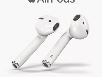 Apple AirPods wireless bluetooth earphones Low-poly 3D model