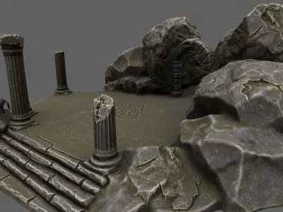 Temple rock Low-poly 3D model