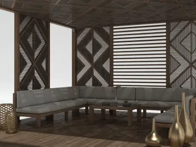 Wood Pattern Gazebo pergola 3D model