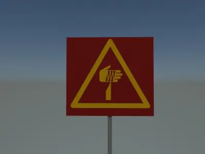 Sign cut hazard Low-poly 3D model