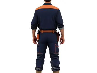 Worker man 01 - not rigged Low-poly 3D model