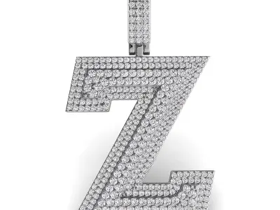 Alphabet Latter Z Diamond Pendent 3D print model
