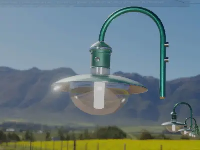  Street Light -7- Moss Green Version - For Walls Low-poly 3D model