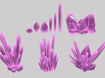 Crystal Set amethyst Low-poly 3D model purchase
