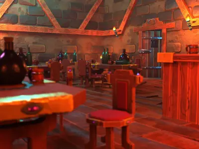 Medieval Bar Interior Kit Low-poly 3D model