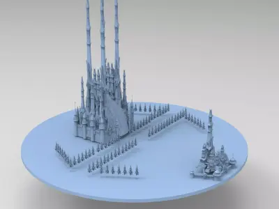 Sci fi Winter Island floating 2 3D model
