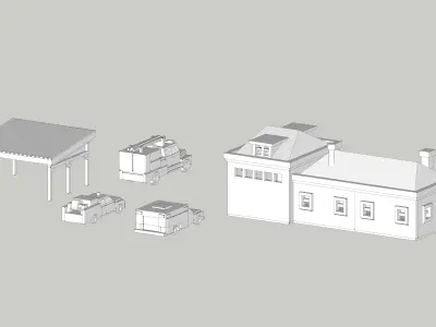 Country Fire Station with Fire Trucks by Outland Models Low-poly 3D model