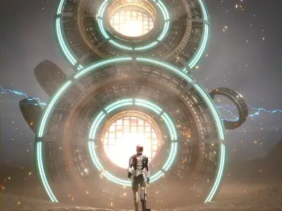 Portal on Desert Low-poly 3D model