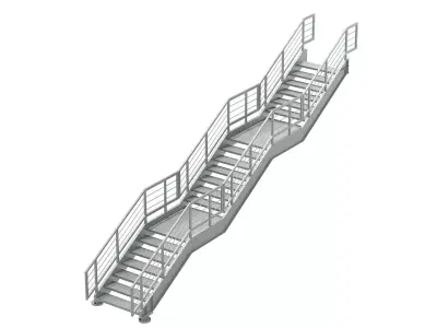 Metal Modular Industrial Staircase Builder set 02 3D model