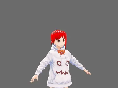 Victoria low-poly ready for ARVR cute girl Low-poly 3D model