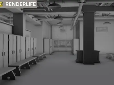 Vintage Locker room interior 3D model