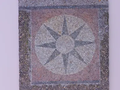Pebble stone mosaic sidewalk raw scan 3D model