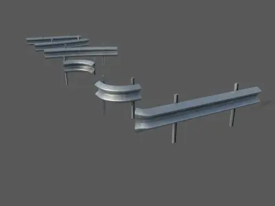 Modular Road Barriers Low-poly 3D model