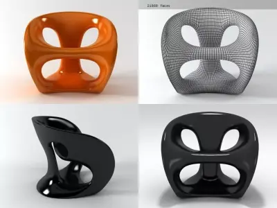 H four different chairs 3D model