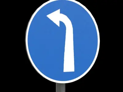 Compulsory Left turn ahead Low-poly 3D model