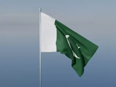 Pakistan National Flag Realistic Animated Cloth Flag 3D model