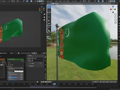 Animated Turkmenistan Flags 3D model