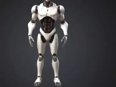 Fearless Blonde Humanoid Robot Sci-Fi Ultra-Realistic Game Asset Low-poly 3D model