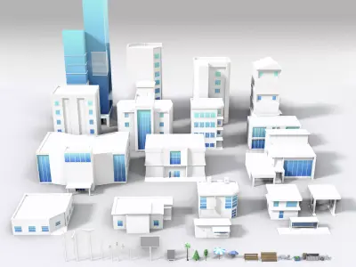 3D LOWPOLY CITY 16 BUILDING 3D model