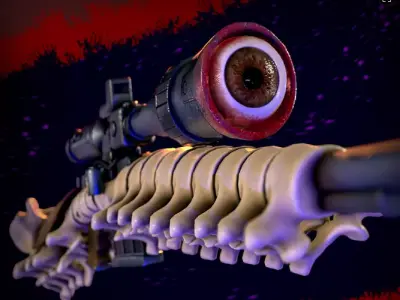 Stylized sniper rifle Low-poly 3D model order