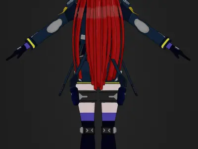 Anime Girl Codename IGNIS Low-poly 3D model