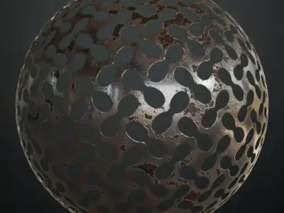 Weathered Organic-Link Metal Grill PBR Seamless Texture