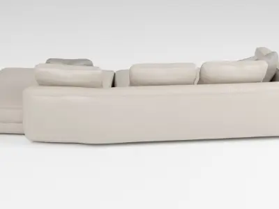 Stylish leather sofa in light colors 3D model