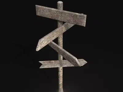 Next Gen AAA Wooden Road Sign - Customizable Low-poly 3D model