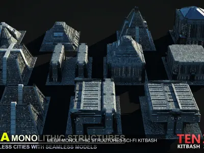 THE MEGA COLLECTION  SCIFI KITBASH CITYSCAPE 3D Model Pack
