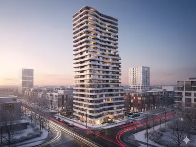 Luxury Curved Residential Tower  Modern Building 3D model