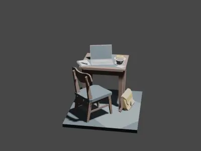 study desk Free low-poly 3D model
