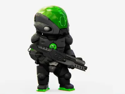 TOON TROOPER ALIENWARE V-2   RIGGED 3D model