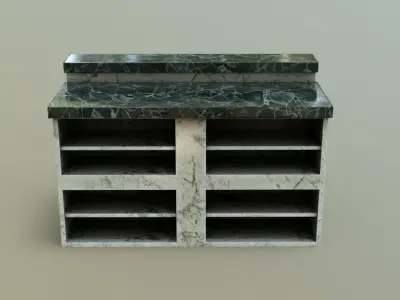 Kitchen Counter with Stool Low-poly 3D model