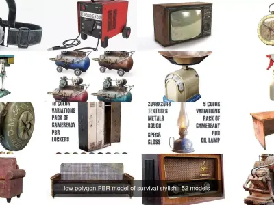  low polygon PBR model of survival style da1 3D Model Pack