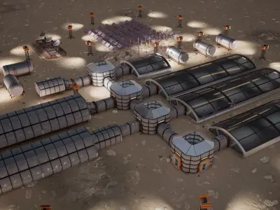 LowPoly Modular Space Station 3D model