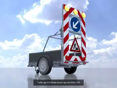 Traffic signs 615 - 616 Mobile barriers 3D Model Pack