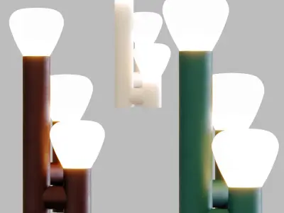 Minimalist Style 3-Light BrownGreenWhite Table Lamp 3D model