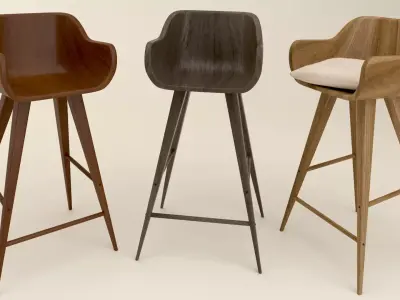 Wood Bar Chair 3D model