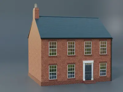British brick house Low-poly 3D model