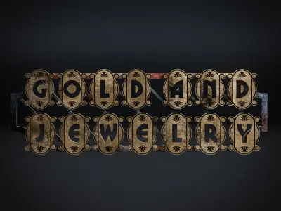 BUILDING SIGN ART DECO STEAMPUNK  Low-poly 3D model